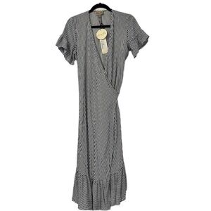 Lindy Bop Constance Navy Stripe Wrap Dress NEW